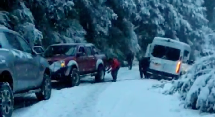 Caída de nieve en ruta Queulat complicó a conductores el domingo